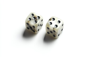 Two dice, light cream color, marbled pattern