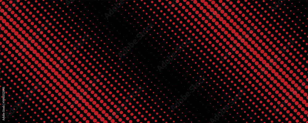 Aufkleber Dotted red halftone diagonal texture. Red halftone dots and dark gradient pattern grunge background texture.