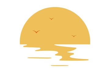 Sunset logo. Sunset on white background. Vector