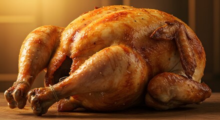 Delicious Roasted Chicken Golden Brown, Crispy Skin, Juicy Meat - Perfect for Dinner