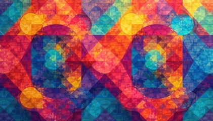 Fototapeta premium Geometric shapes in vibrant colors, endlessly repeating , vibrant, background