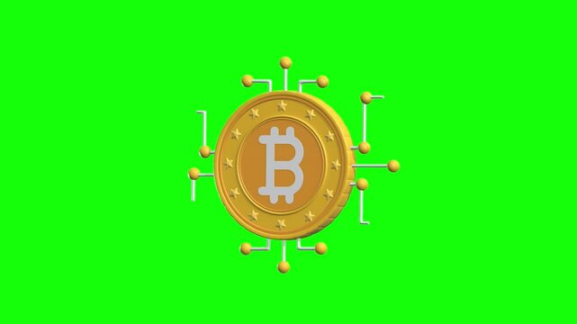 Digital Currency 3D Animated Icon with green screen