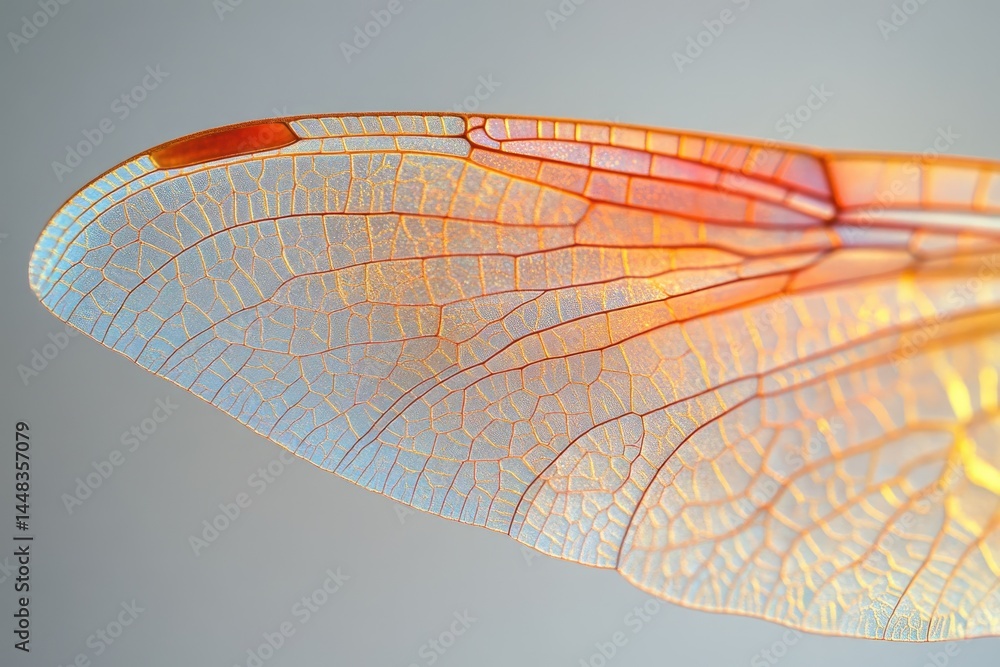 Poster macro photograph of a dragonfly's wing displaying its intricate cellular structure, delicate membran
