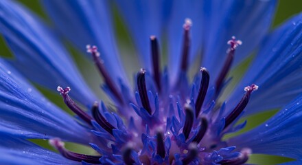 Obraz premium Close Up of Blue Flower Petals and Stamens in Bloom