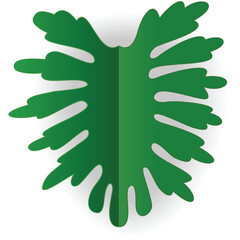 Green palm leaf vector. Tropical single tree branch isolated icon. Jungle rainforest foliage design illustration. Exotic flora on white background