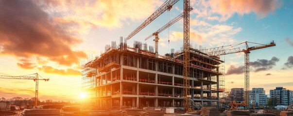 Sunset Construction Site: Urban Development Project Underway