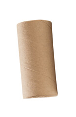 Side view of one tissue paper core or toilet paper tube after used out of paper isolated on white background with clipping path