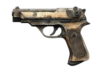 Isolated Rusty Metallic Vintage Gun