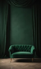 Luxurious dark green velvet backdrop  Perfect for showcasing products or as upholstery , fabric material, dark green color, home decor