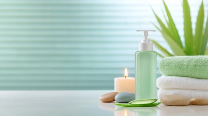 Relaxing Spa Setting with Natural Ingredients and Fresh Towels