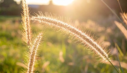 Swaying Grass Seed Heads in Soft Light