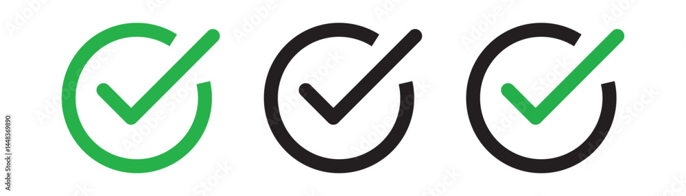 Poster check mark icon button set. check box icon with right and wrong buttons and yes or no checkmark icon