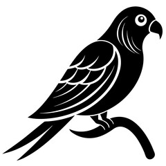 Obraz premium Black and white illustration, minimalist parrot silhouette,