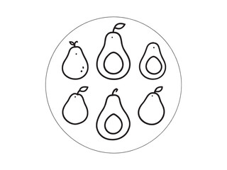 Avocado Pear line art icon creative modern illustration