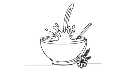 Continuous one single minimal line drawing coffee