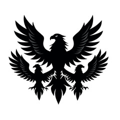 Trippy Eagle with Wound – Silhouette Vector Illustration on White Background