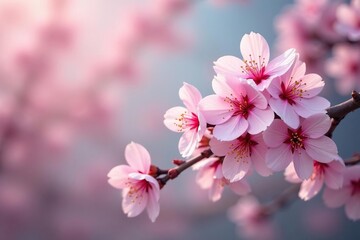 Obraz premium Delicate pink cherry blossoms, soft petals, floral branches, elegant, cherry blossom, floral pattern