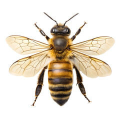 Detailed Close-Up of a Queen Bee with Visible Thorax – Isolated on White
