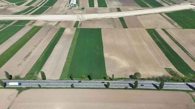 National road from Romania E85 aerial shoot