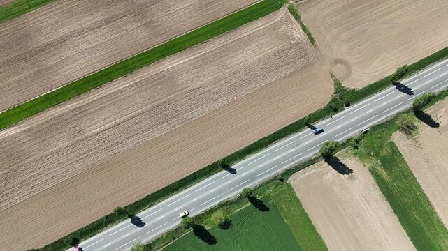 National road from Romania E85 aerial shoot