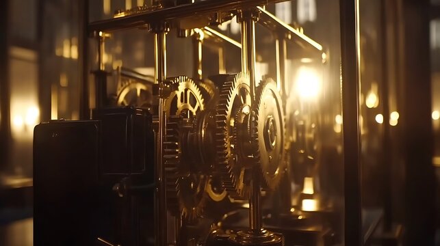 Detailed view of intricate clockwork mechanisms.