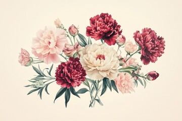 Obraz premium Delicate floral bouquet in muted pastel colors.