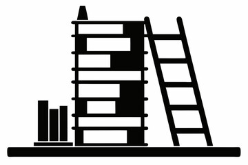 Ladder Style Bookshelf Silhouette Vector Illustration