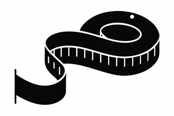 Fototapeta premium Measuring Tape Looped Silhouette Vector Illustration