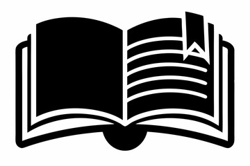 Open Journal With Bookmark Silhouette Vector Illustration