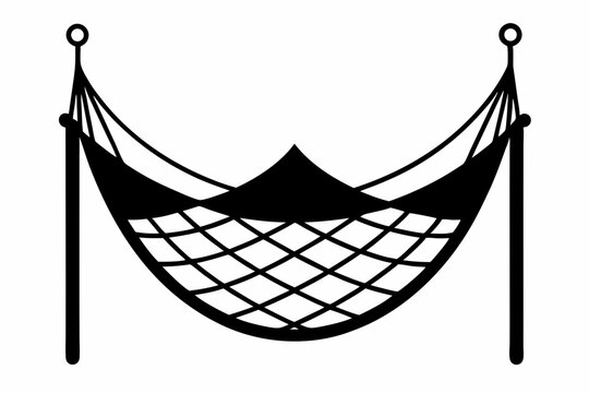 black hammock silhouette on white background clip art preview