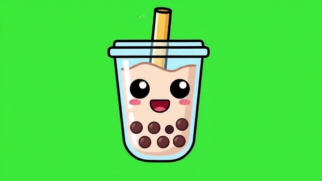 Cute boba tea drink illustration