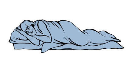 Vector drawing. Ancient sleeping man