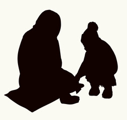 Vector Drawing. Girl askng for Alms