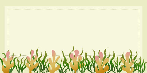 Colorful foliage background for design. Frame card template flower frame.