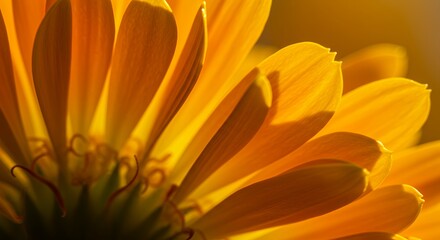 Fototapeta premium Closeup of Vibrant Orange Flower Petals in Sunlight