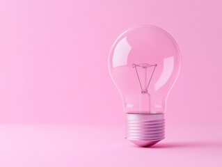 A single pink glowing incandescent bulb sitting on a pink background. This image is often used to symbolize creativity, innovation, or an 'aha' moment.
