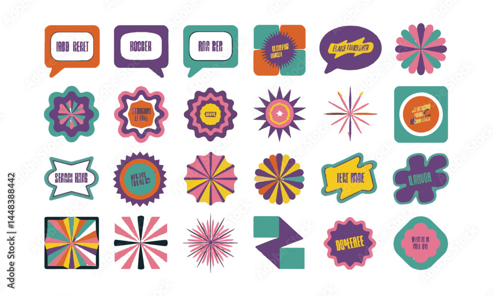 Poster modern vector illustration of a colorful set of geometric abstract shapes, easily editable.