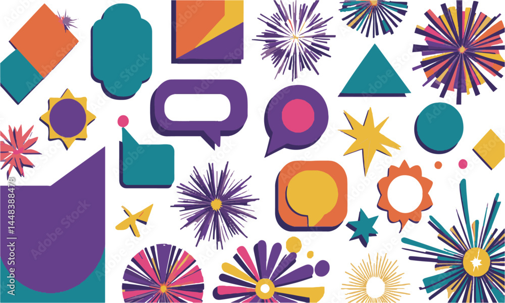 Poster modern vector illustration of a colorful set of geometric abstract shapes, easily editable.