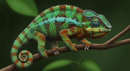 Obraz premium Vibrant Panther Chameleon on Branch