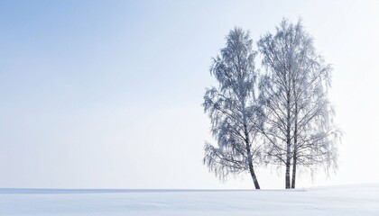 Winters Embrace FrostKissed Birches in a SnowBlanketed Field