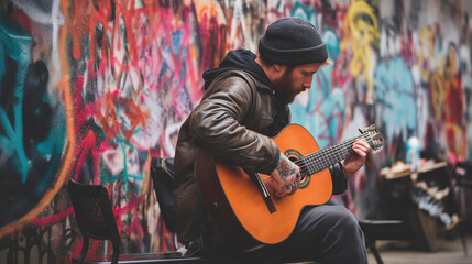 Obraz premium young man playing guitar