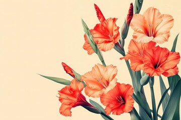 Delicate orange flowers in soft pastel tones.