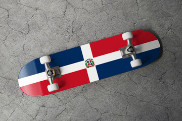 Skateboard with the flag of Dominican Republic 3D Rendering