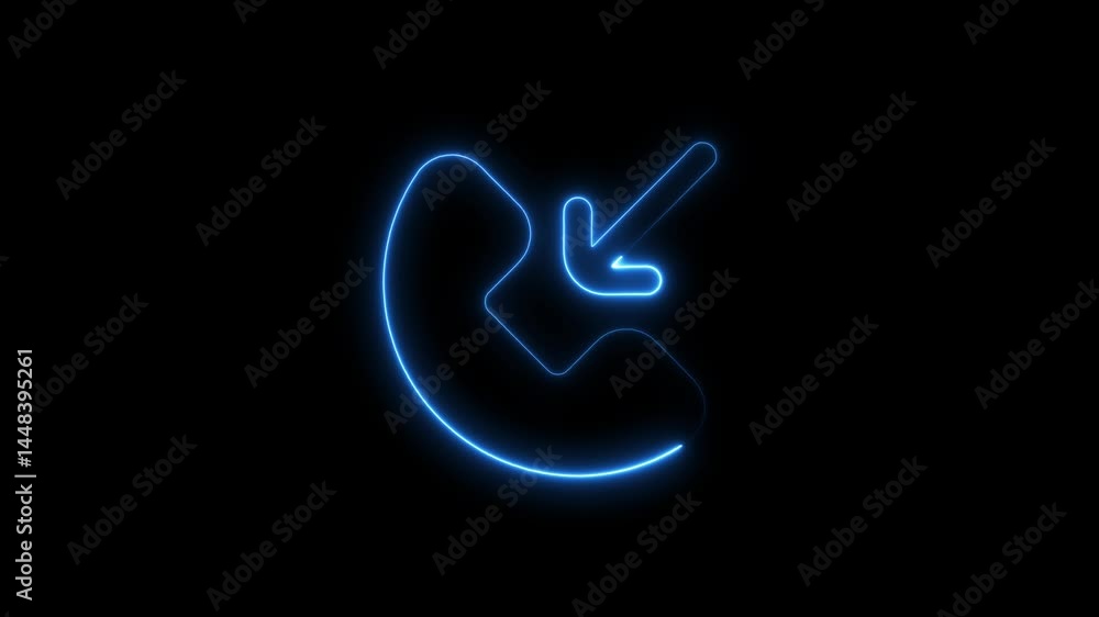 Poster glowing neon phone icon with an incoming call indicator animation