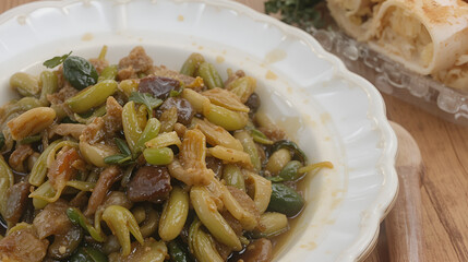 Stir Fried Bean Sprouts with Pork Blood Pudding