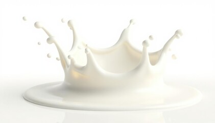 Isolated milk splash crown, creamy white texture , drink, dessert