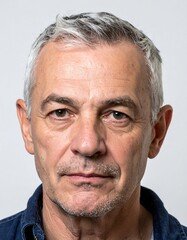 Obraz premium Portrait of a man with grey hair intense gaze