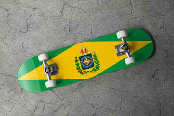 Skateboard with the flag of Empire of Brazil 3D Rendering