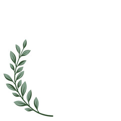 Green leaf branch design element, for invitations or websites