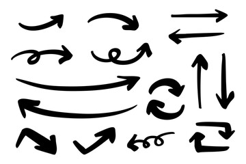 ベクターのペンの手書きの矢印セット 黒